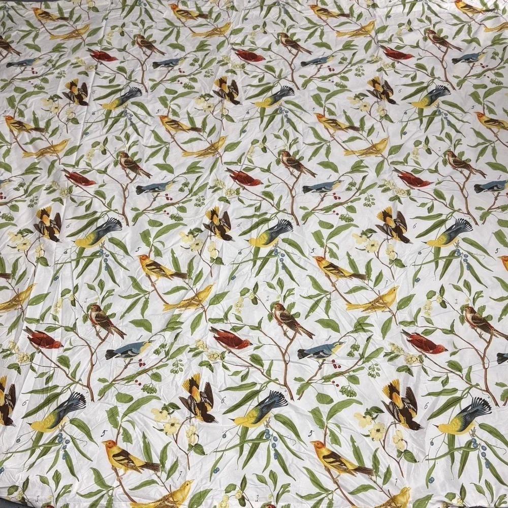 Pottery Barn Spring Sparrow Botanical Birds Cotton Duvet Cover Full Queen